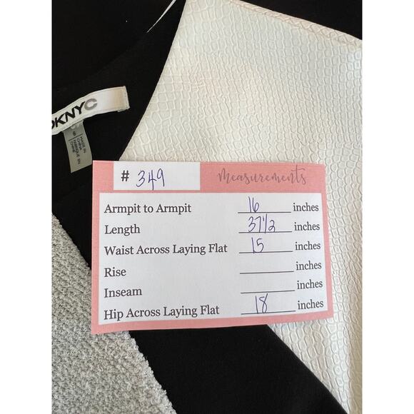 DKNY B & W Color Block Sleeveless Faux Leather Cap Sleeve Over Knee Dress Size 6 - Picture 10 of 10